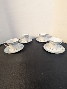 Noritake Blue Hill Teacup & Saucer Set 8 Piece Lot Pattern 2482
